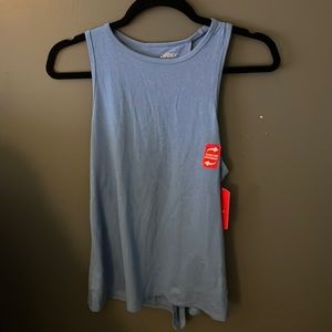 Blue workout tank top, open back